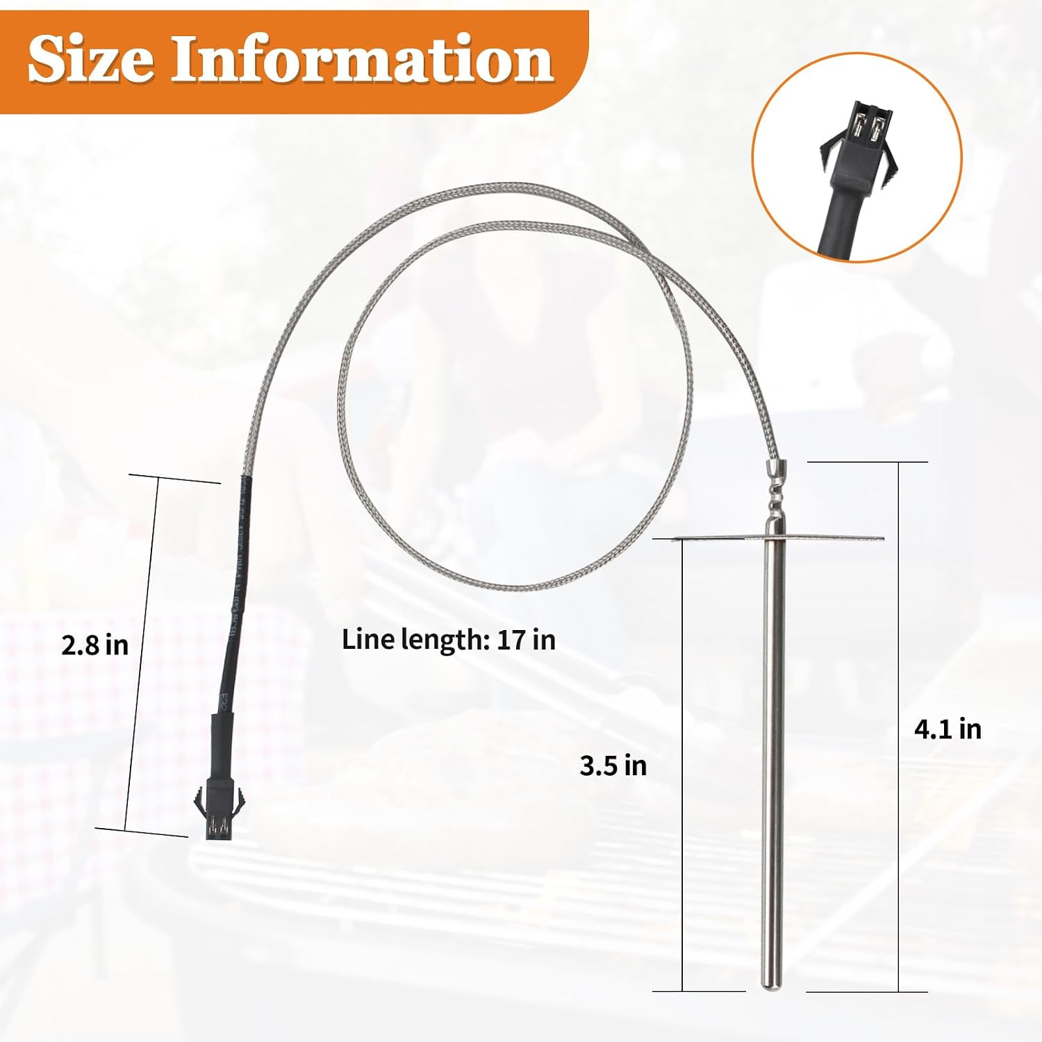 RTD Temperature Probe Replacement for Pit Boss Smokers & Grills | Stainless Stee