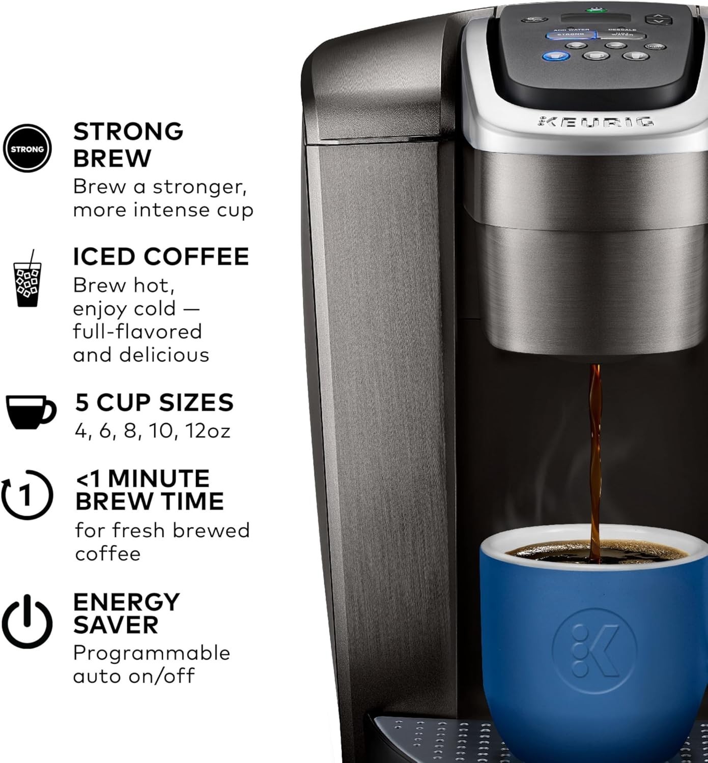 Versatile K-Elite Single Serve K-Cup Coffee Maker - Customizable Brew Experience