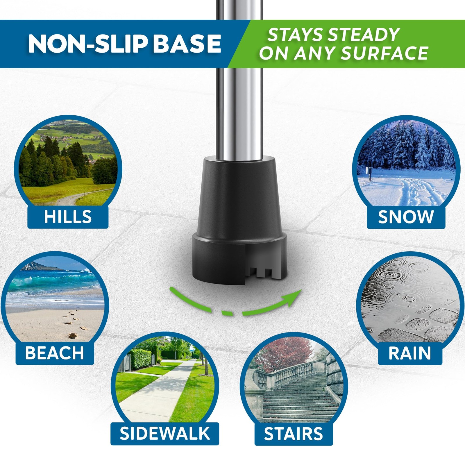Folding Walking Cane Adjustable Heavy Duty Single Tip for Seniors 250lb