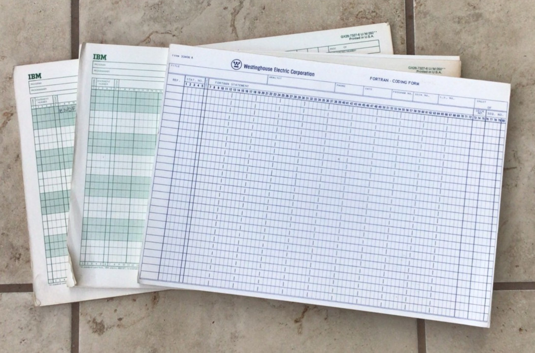 Vintage 1970s FORTRAN CODING FORMS 3 Tablets IBM and Westinghouse