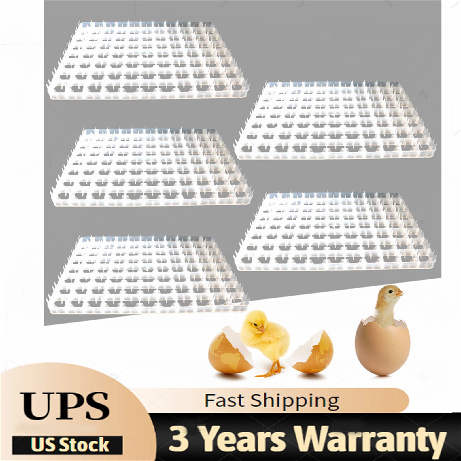5 Pack Egg Incubator Trays for 88 Eggs - Durable Plastic Hatching Tool