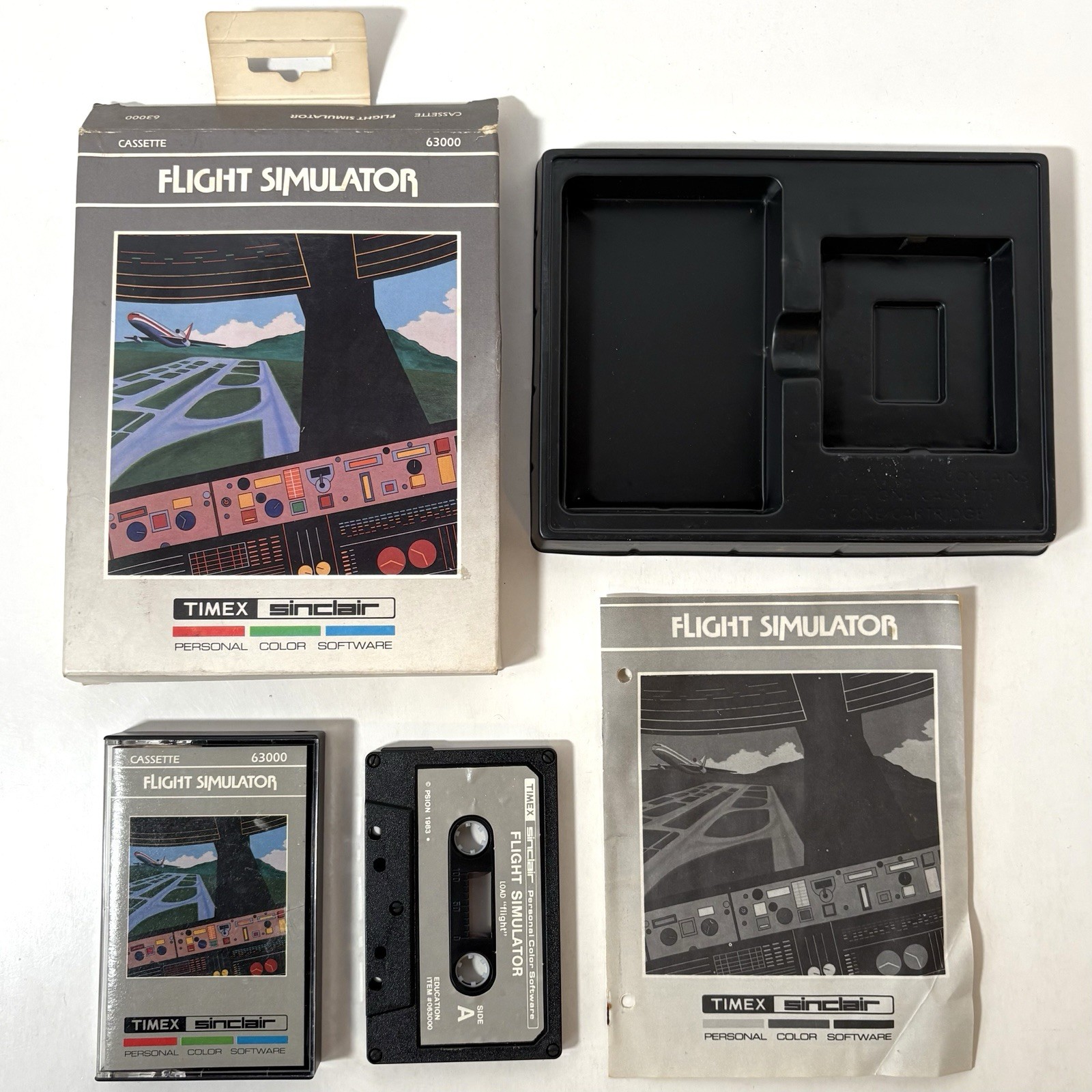 Flight Simulator Vintage 1983 Timex Sinclair Cassette 63000 Complete Box Manual