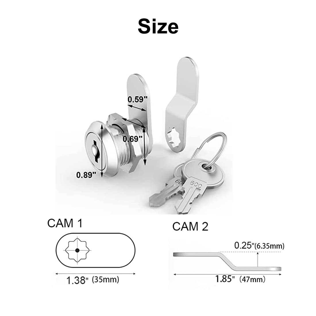Truck Tool Lock with Keys, 5/8 inch Toolbox Replacement for Silver
