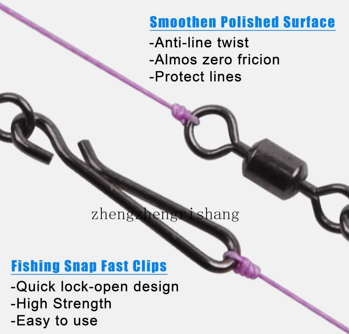100PCS Stainless Steel Fishing Swivel with Hanging Snap Rolling Swivel Connector