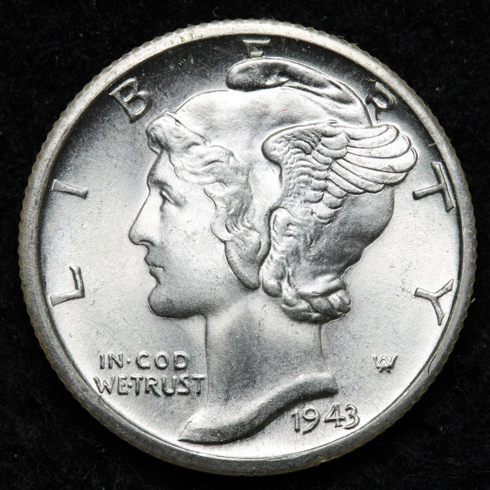 1943-D Mercury Silver Dime GEM BU FULL BANDS *UNCIRCULATED* MS FSB E306 KUNM