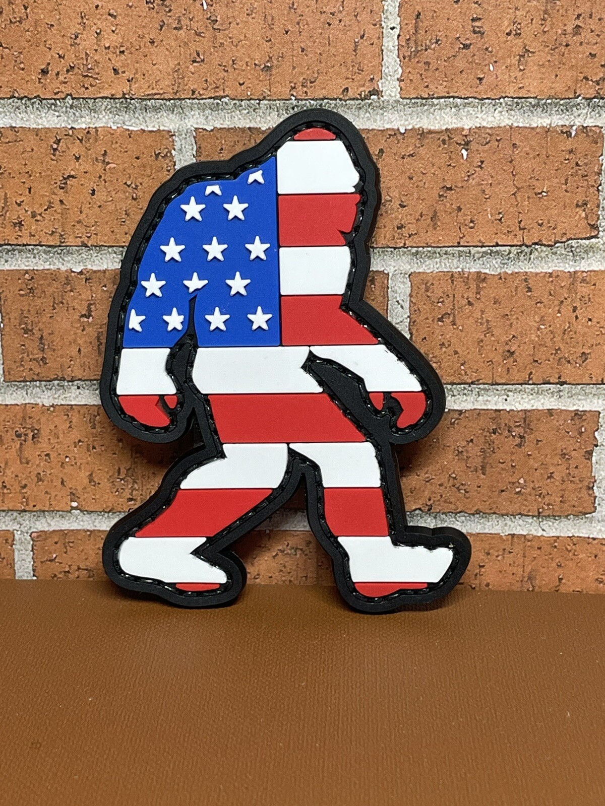 Tactical Morale Patch - PVC USA Flag Bigfoot Patch - Sasquatch Gun Patch