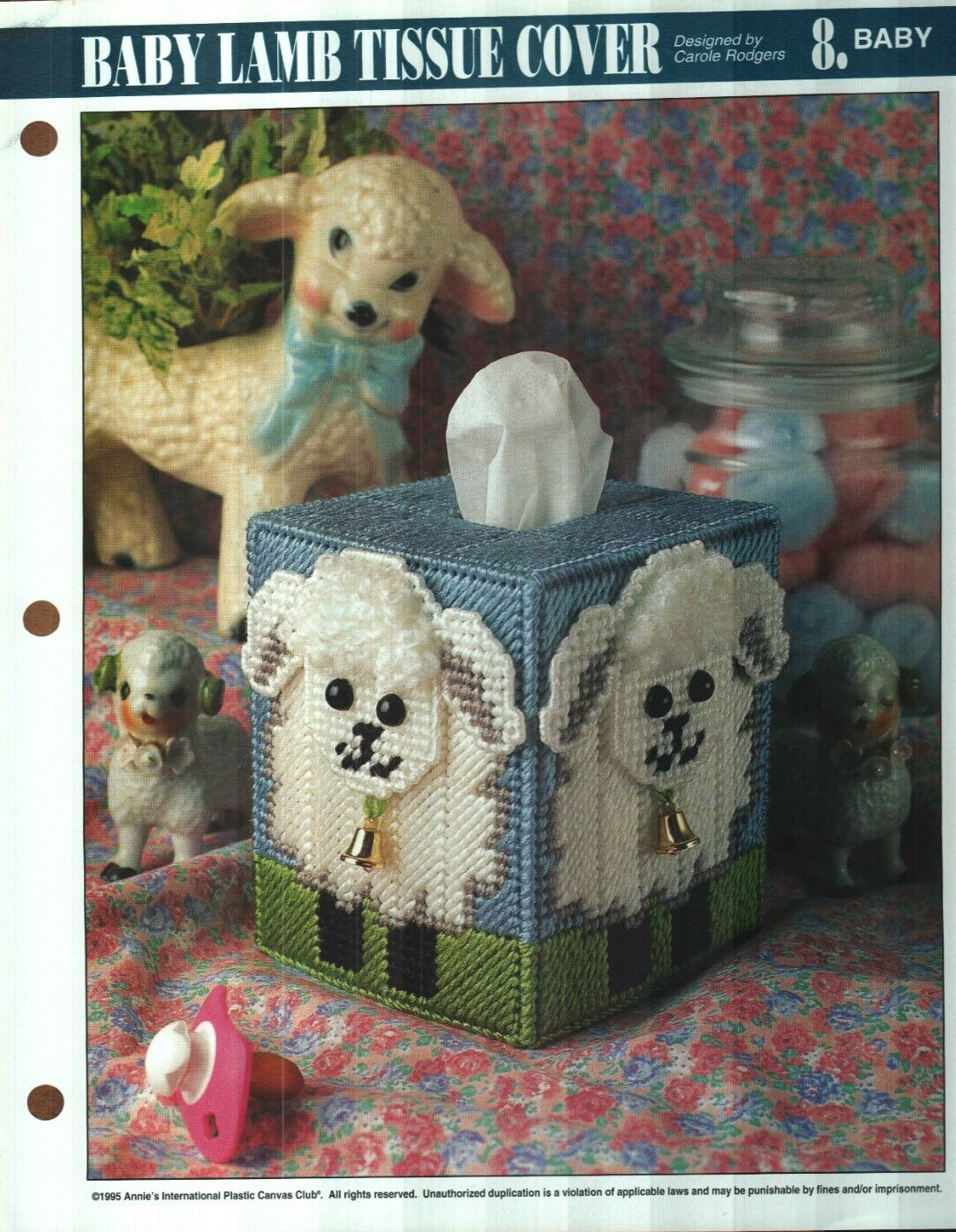 NEW BABY LAMB TISSUE COVER NURSERY ANNIE'S PLASTIC CANVAS PATTERN INSTRUCTIONS