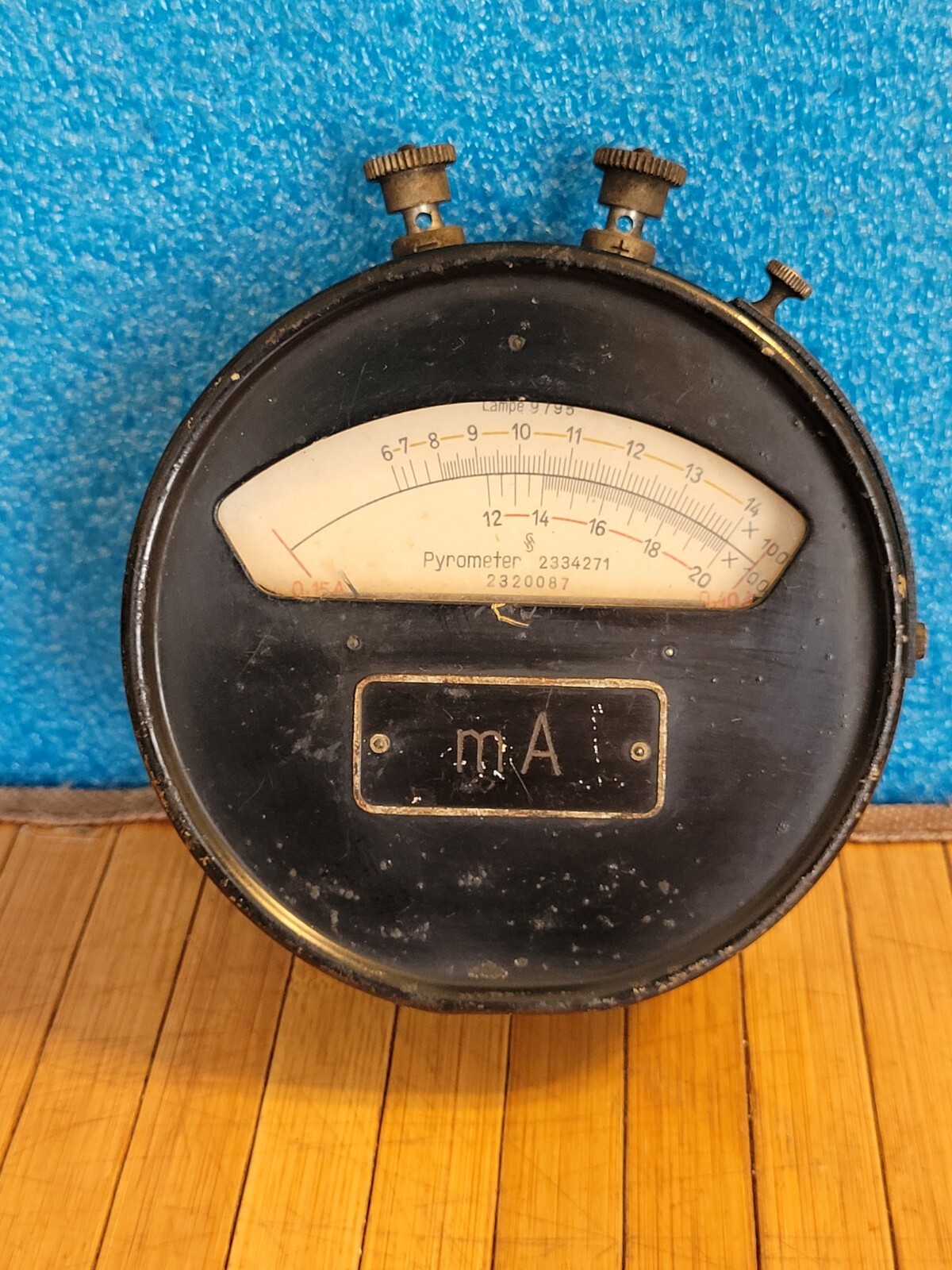 Vtg Pyrometer Brass Lampe 9795 100° C Milliamperes MA 0.15-0.40A 4"x1.5".OBO