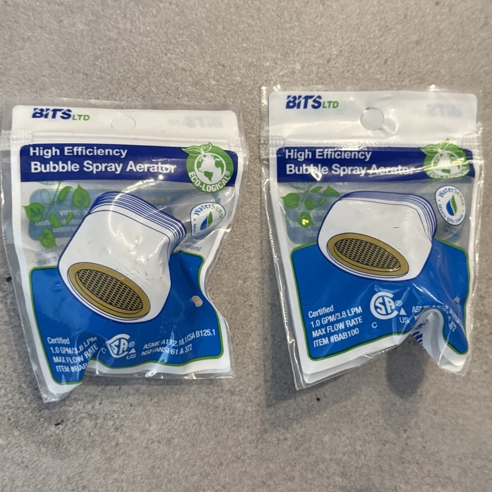 2 High Efficiency Low-Flow Bubble Spray Sink Aerator- #BAB100 - 1.0 GPM/3.8 LPM