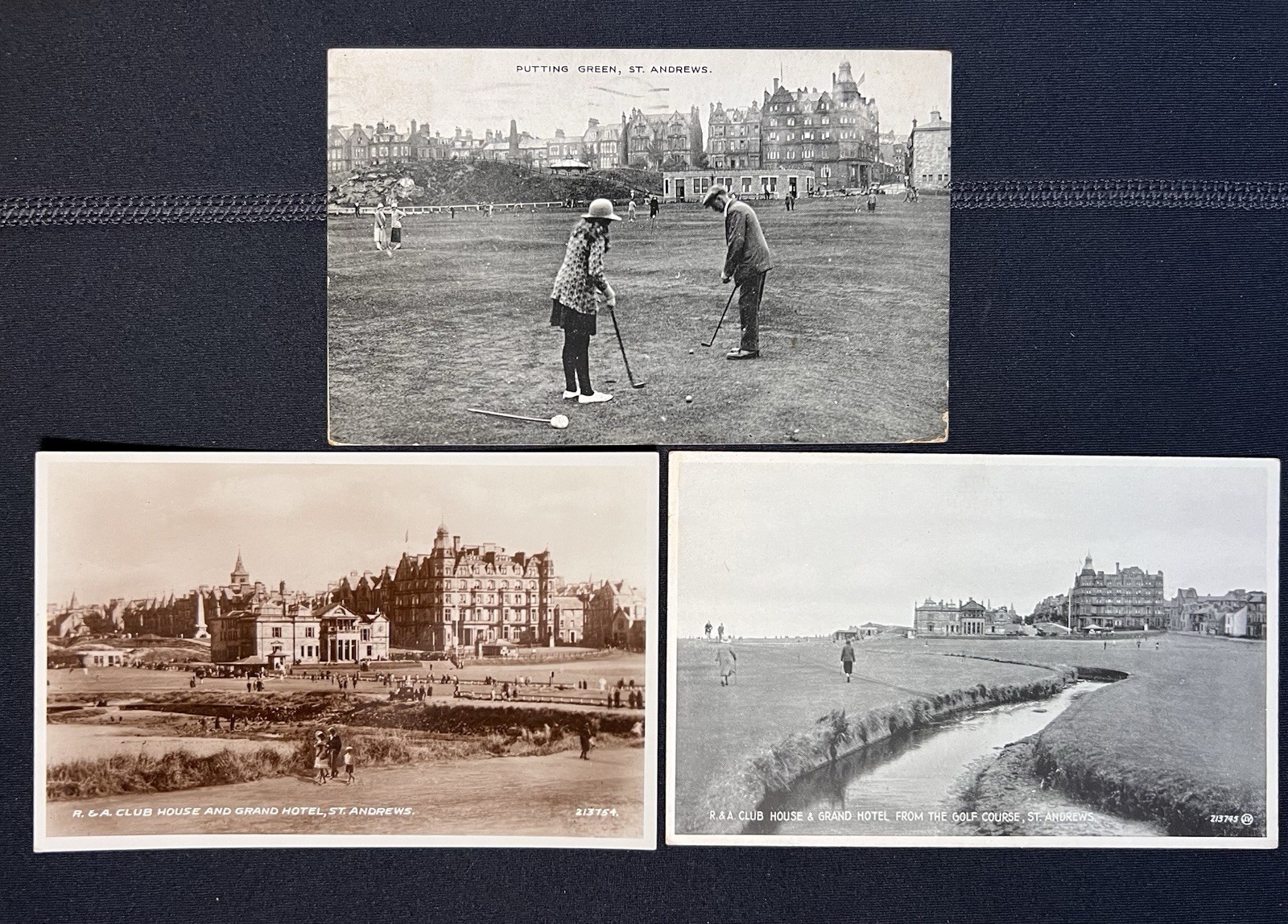 RARE St. Andrew’s Golf Course 1928 Putting Green, Vintage Postcards & Frame