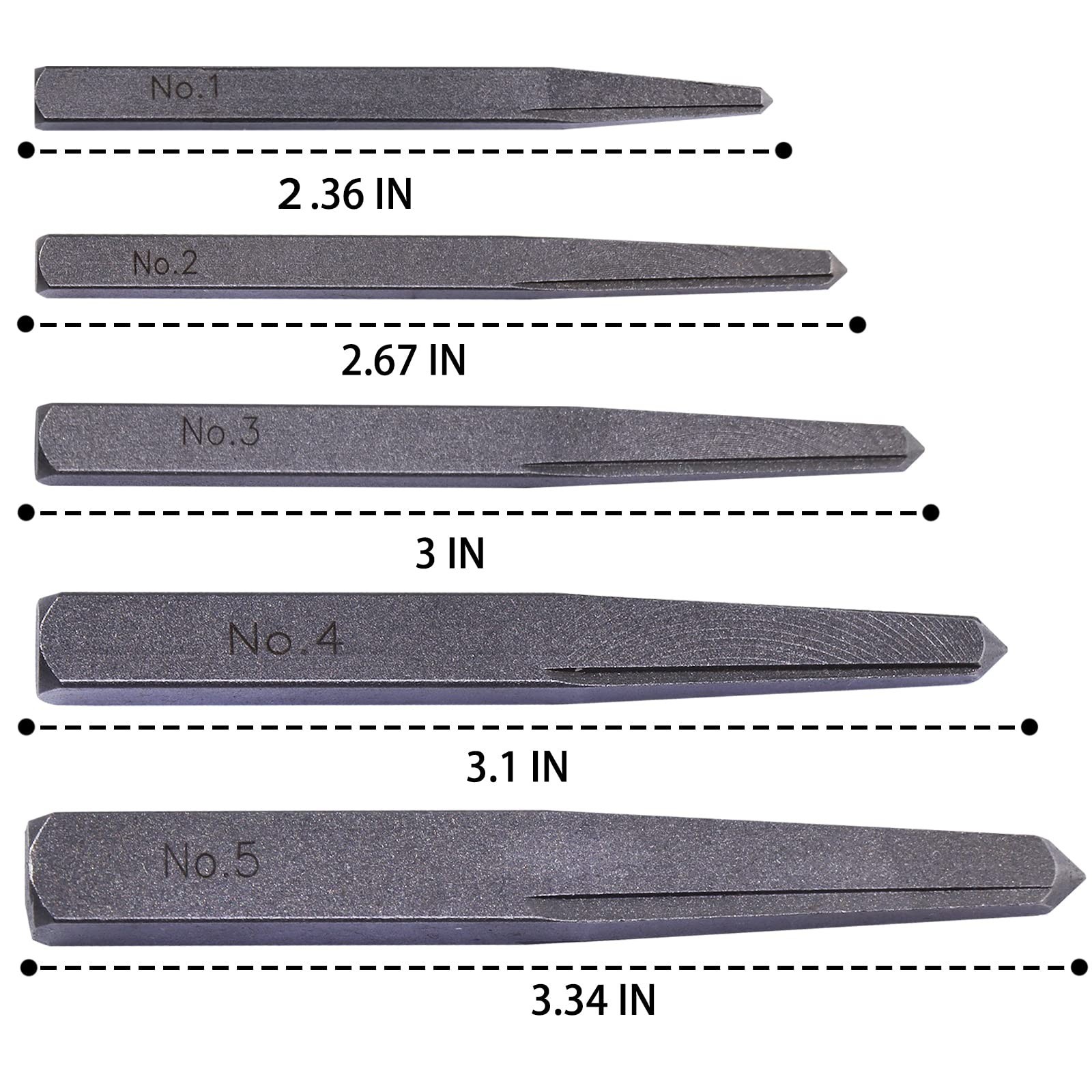5 Pieces Easy Out Bolt Extractor Set, Straight Fluted Screw Extractor, Broken...