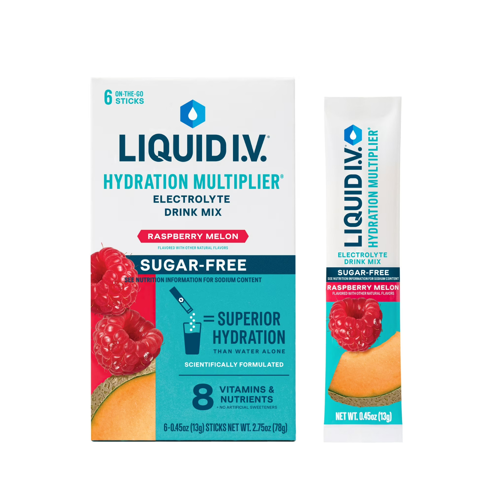 Liquid I.V. Sugar-Free Raspberry Melon Hydration Electrolyte Mix, 0.56oz - 6ct