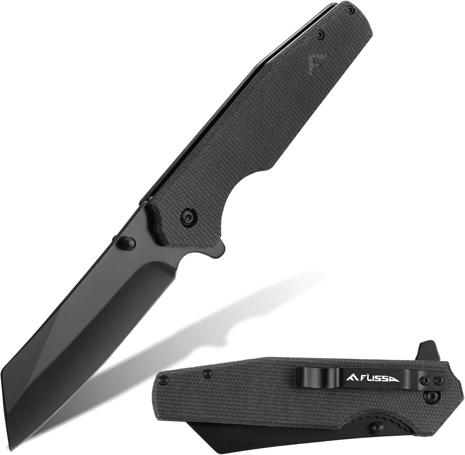 FLISSA 3.5" Folding Stonewash Blade Tactical Knife for Outdoor Survival Durable