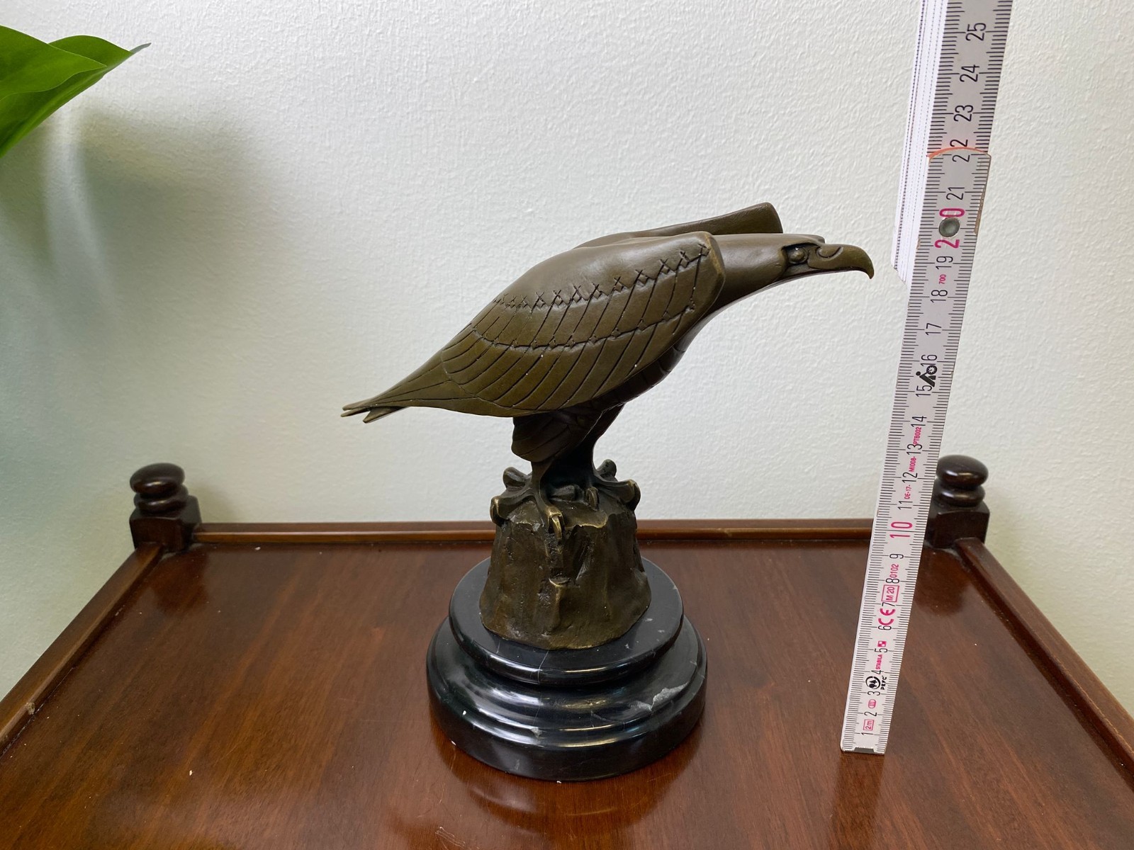 Bronze Sculpture Eagle Art Deco on Black Marble Base After Coenraad
