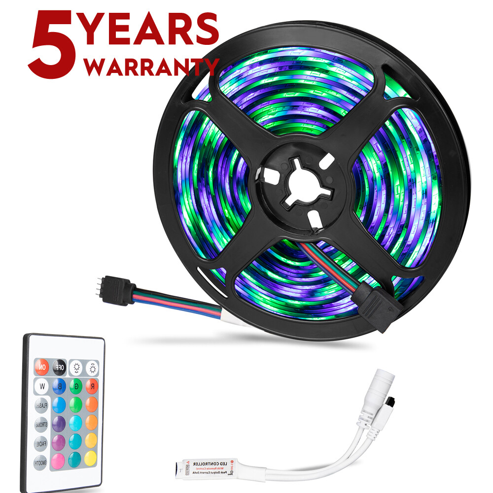 Bright 2835 RGB Color Waterproof SMD 300LED Flexible Strip light 12V 5M 16.4ft