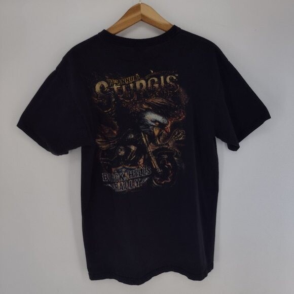 Sturgis 2011 71st Annual Black Hills Rally Eagle Riding Harley With Flames Tee