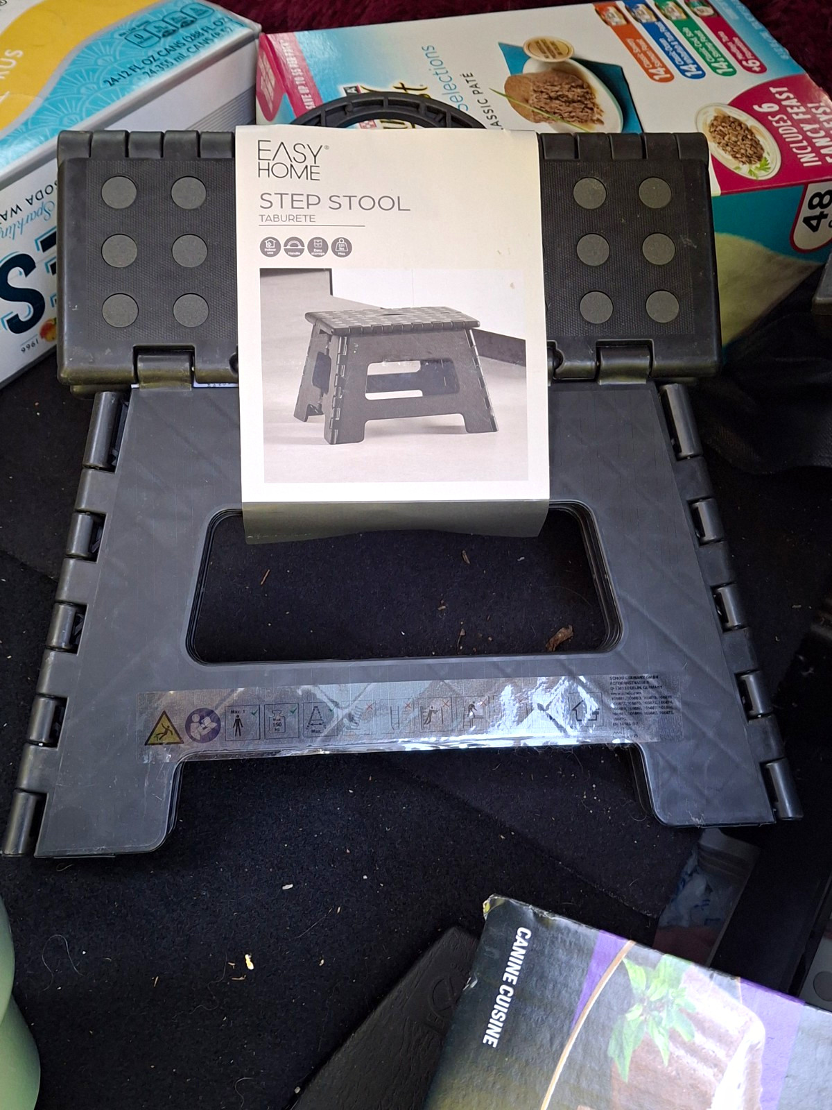 Easy Home Black Step Stool 13" Length x 9" Width x 12" Height