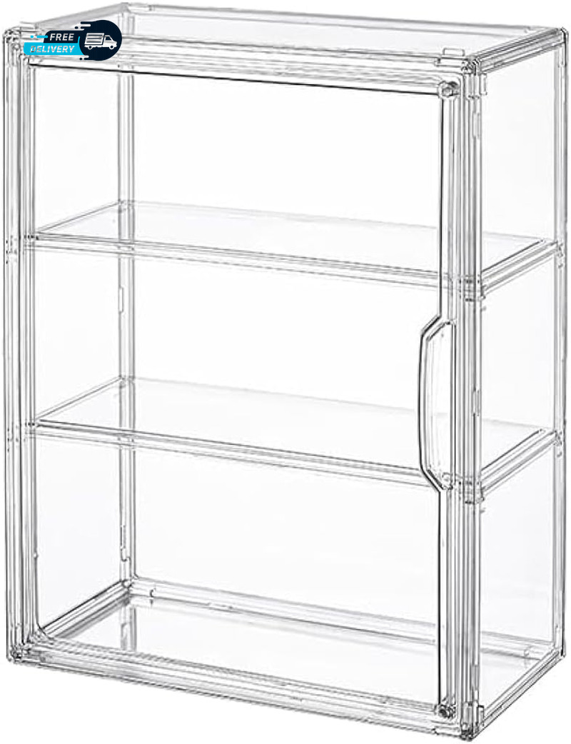 3 Tiers Clear Display Case for Figures Acrylic Storage Organizers Box