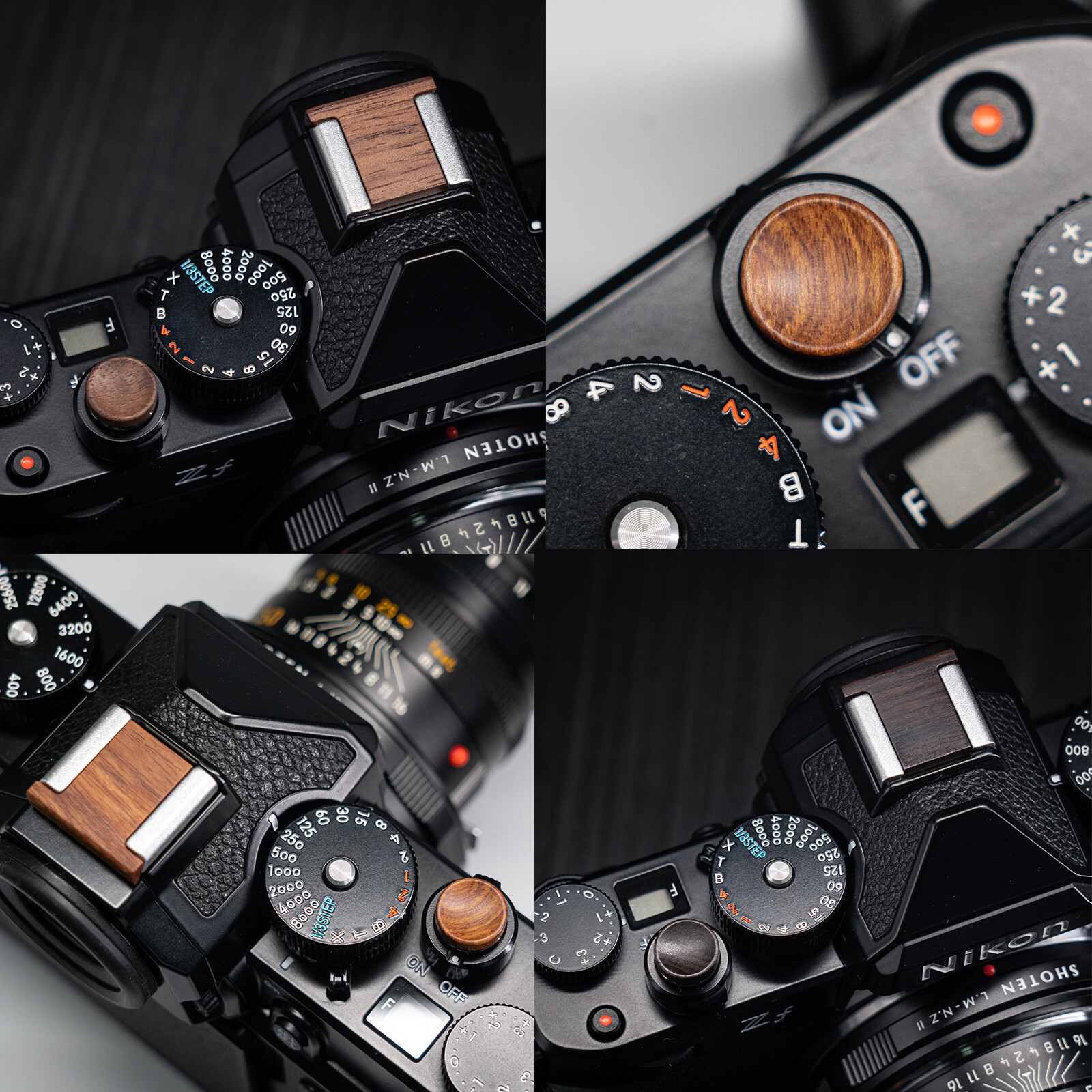 For Nikon ZF Camera Replace Wooden Soft Shutter Button + Hot Shoe Cover Kits