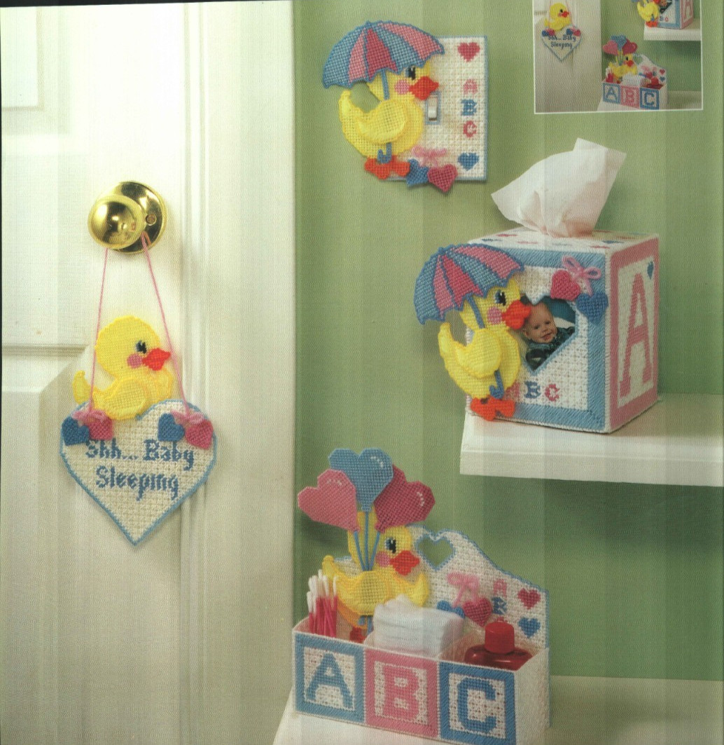 USED ABC DUCK TISSUE COVER CADDY & MORE PLASTIC CANVAS PATTERN INSTRUCTIONS