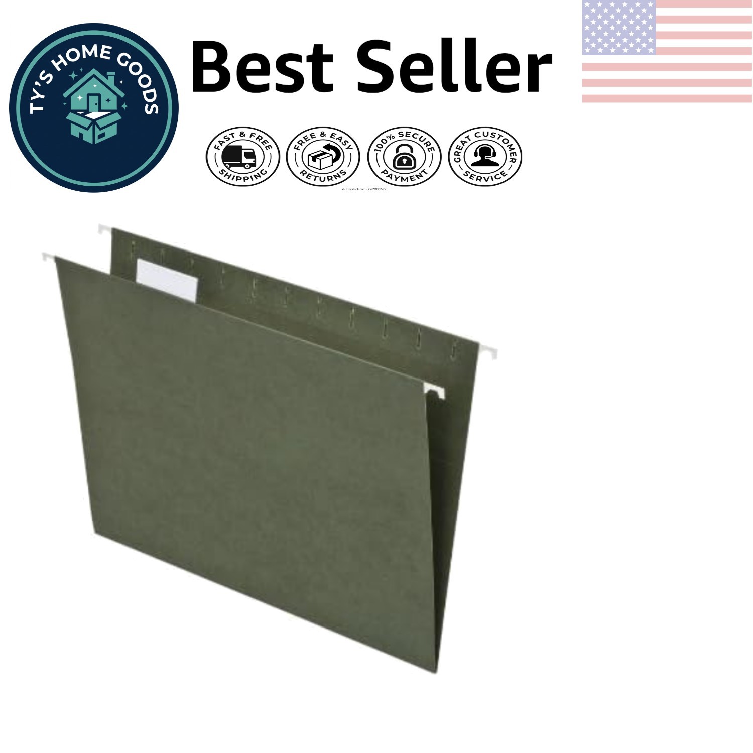 Island Brand 25 Pack Green Hanging File Folders - Perfect for Home & Office