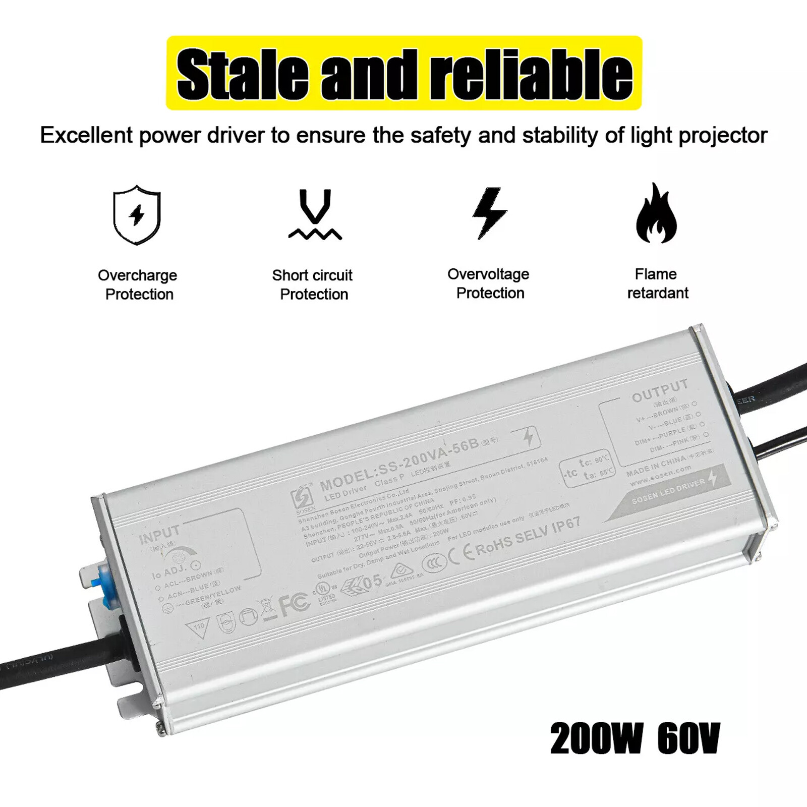 New 200WSS-200VA-56 Outdoor Lighting LED Control Device Waterproof Power Supply
