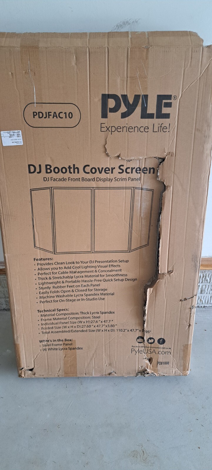 Pyle PDJFAC10 DJ Booth Foldable Cover Screen - White
