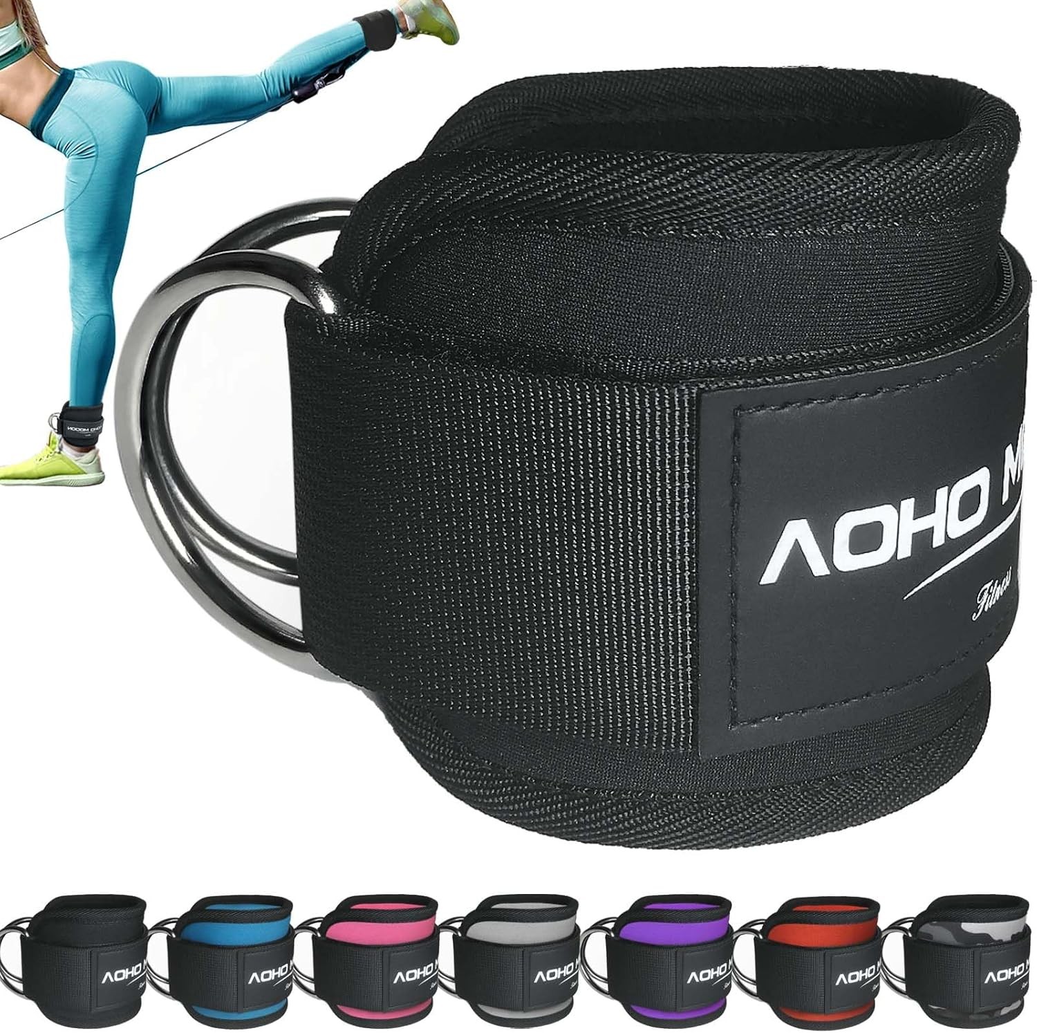 Ankle Strap for Cable Machine Attachments, Gym Single, Black - Single