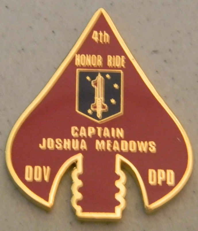 4TH HONOR RIDE CAPTAIN JOSHUA MEADOWS DOV DPD MILITARY CHALLENGE COIN NEW