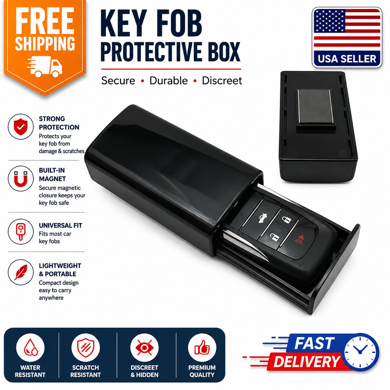 Hide a Key outside Magnetic Key Box - Emergency Key Safe, Car & Home Use, Hide a