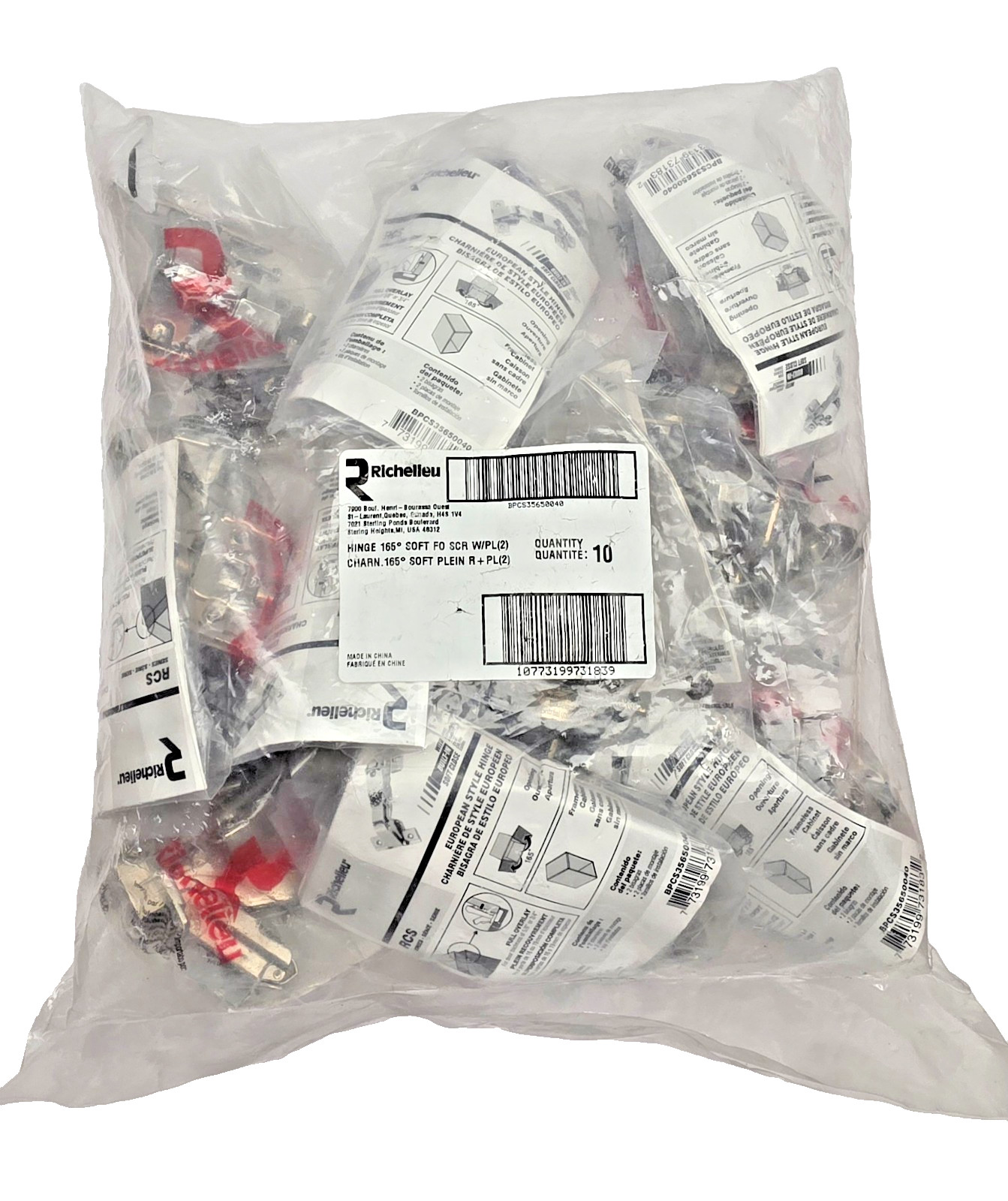 Bag Of 10, BPCS35650040 Richelieu Hardware Degree Full Overlay Cabinet Hinges
