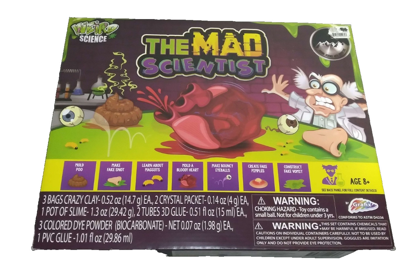 The Mad Scientist Lab Experiments Kids Chemistry STEM Science Toy Ages 8-11 New