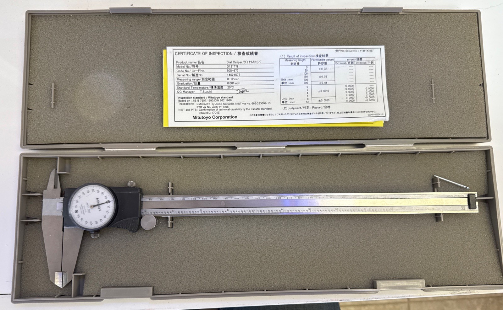 Mitutoyo 12” Dial Caliper