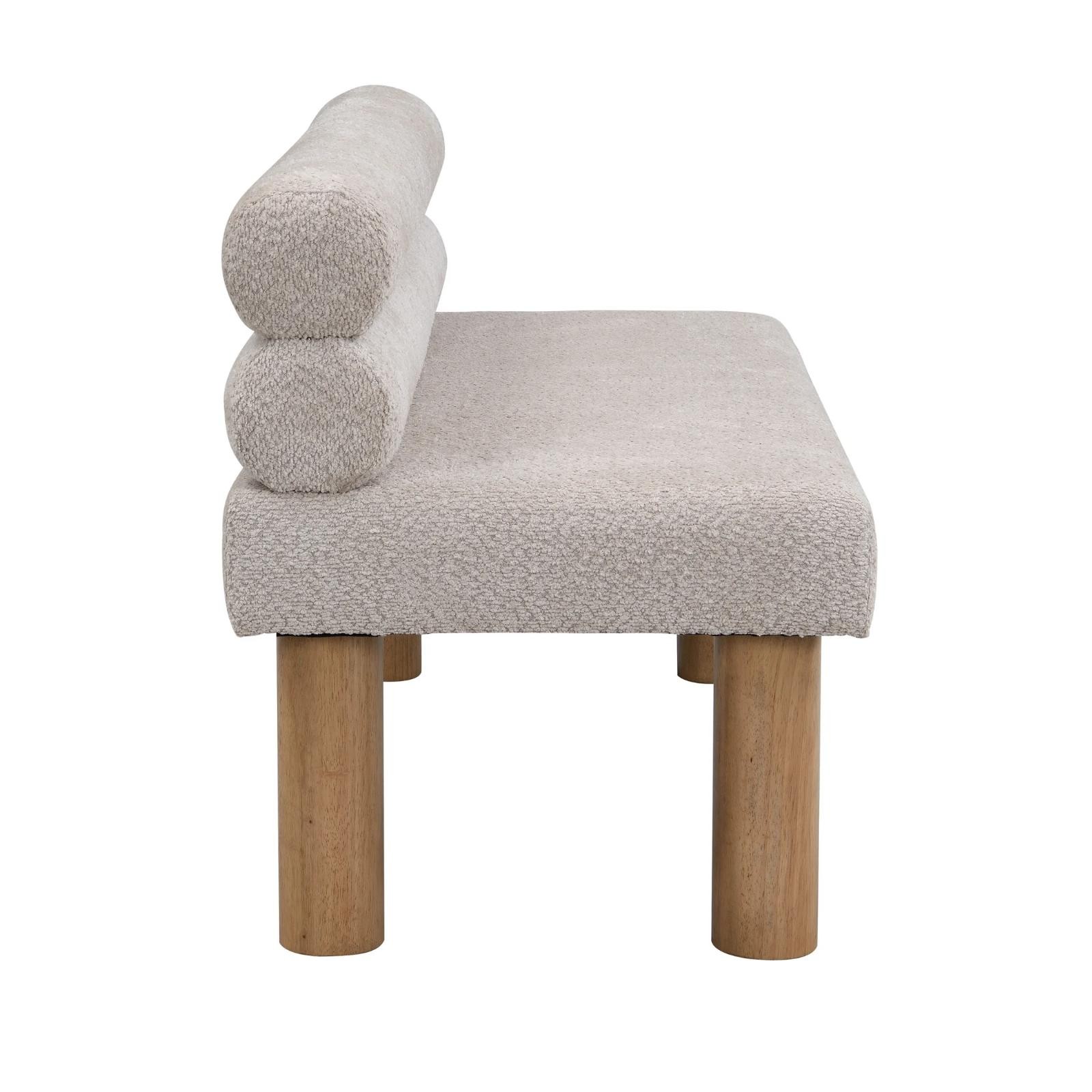 Rustic Modern Dining Bench Upholstered With Backrest And Natural Solid Wood Leg