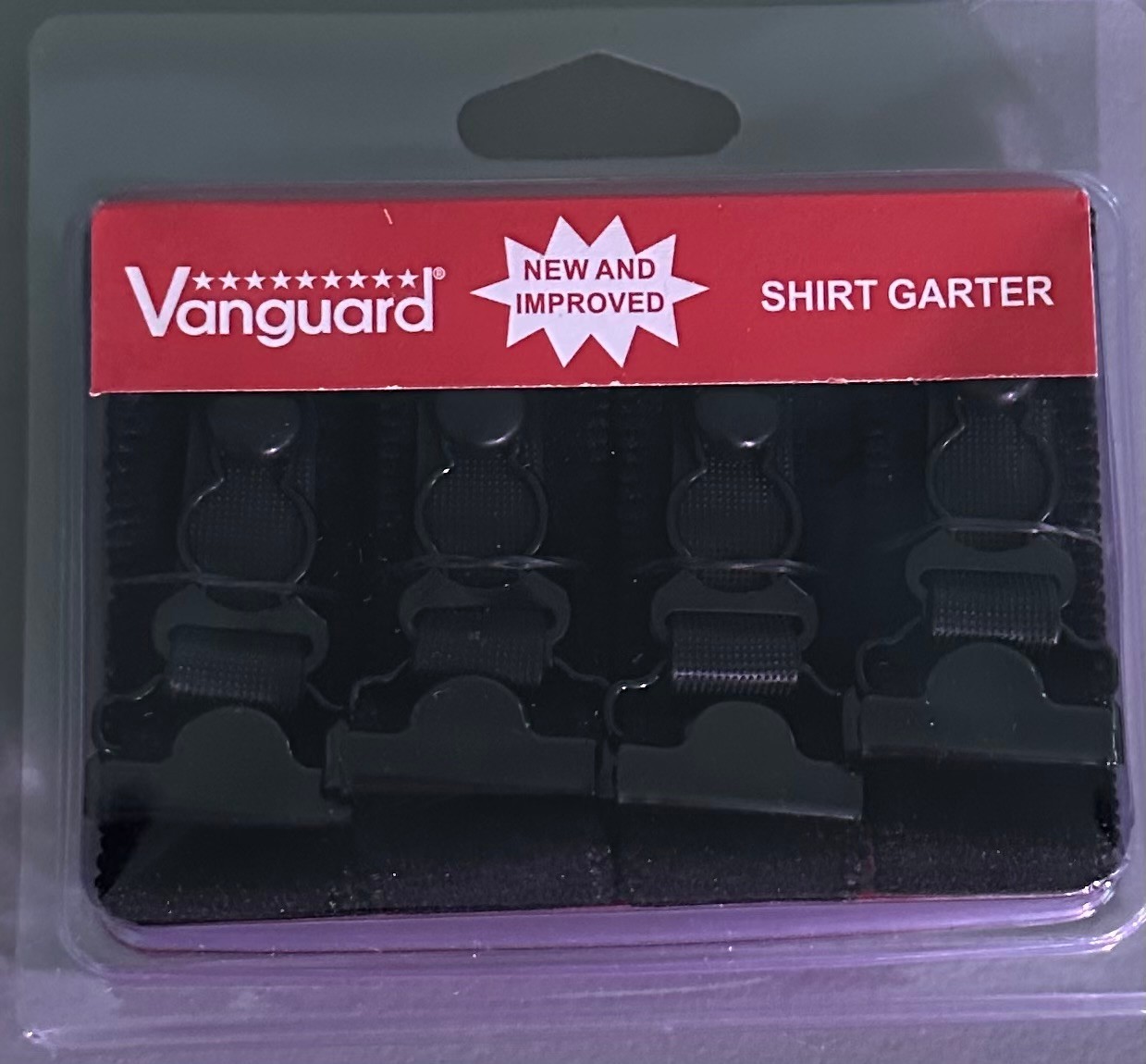 VANGUARD SHIRT GARTER: BLACK 4 PIECE OR 2 PAIRS