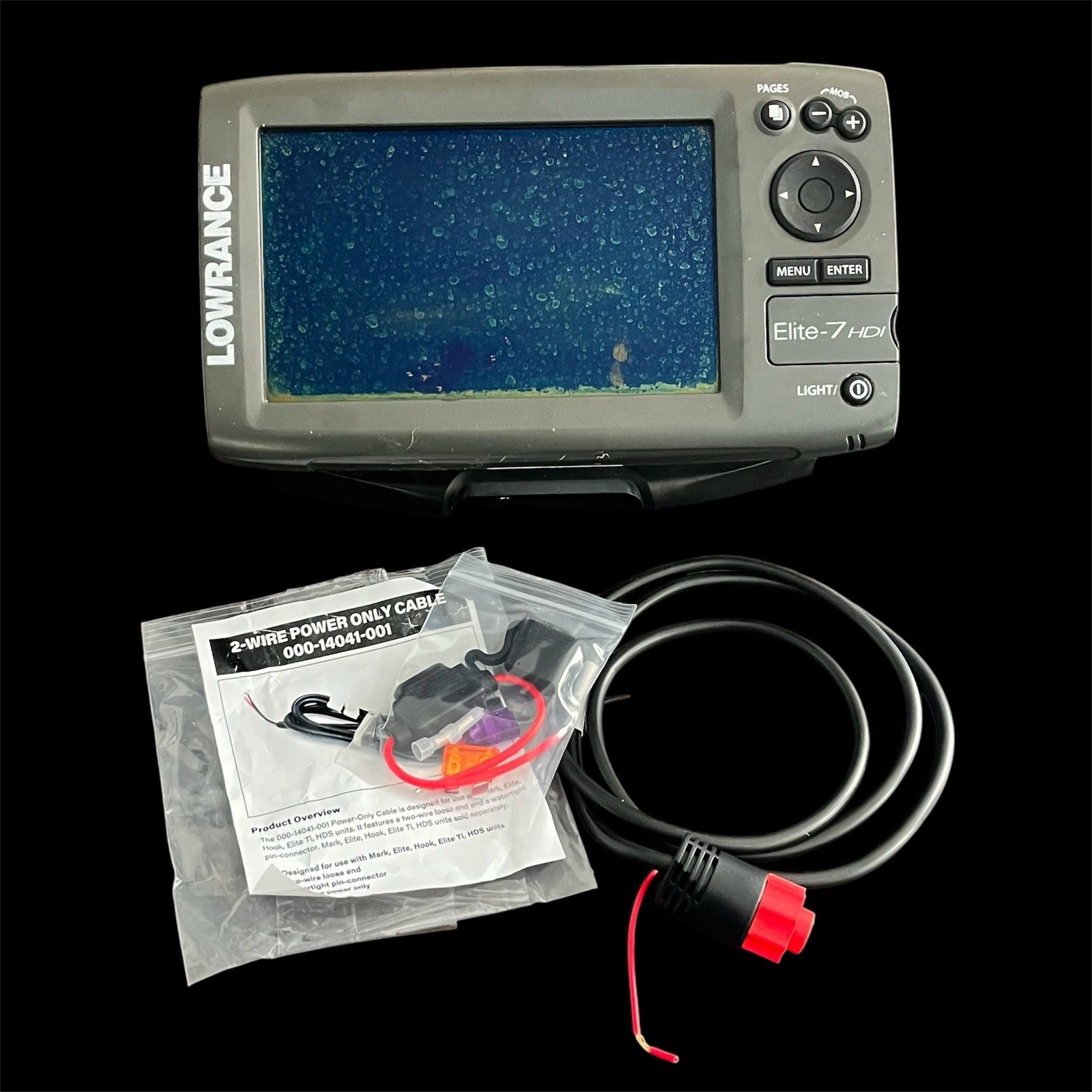 Lowrance Elite 7 HDI GPS Fish Finder W/Aftermarket Power Cable Tested See Video