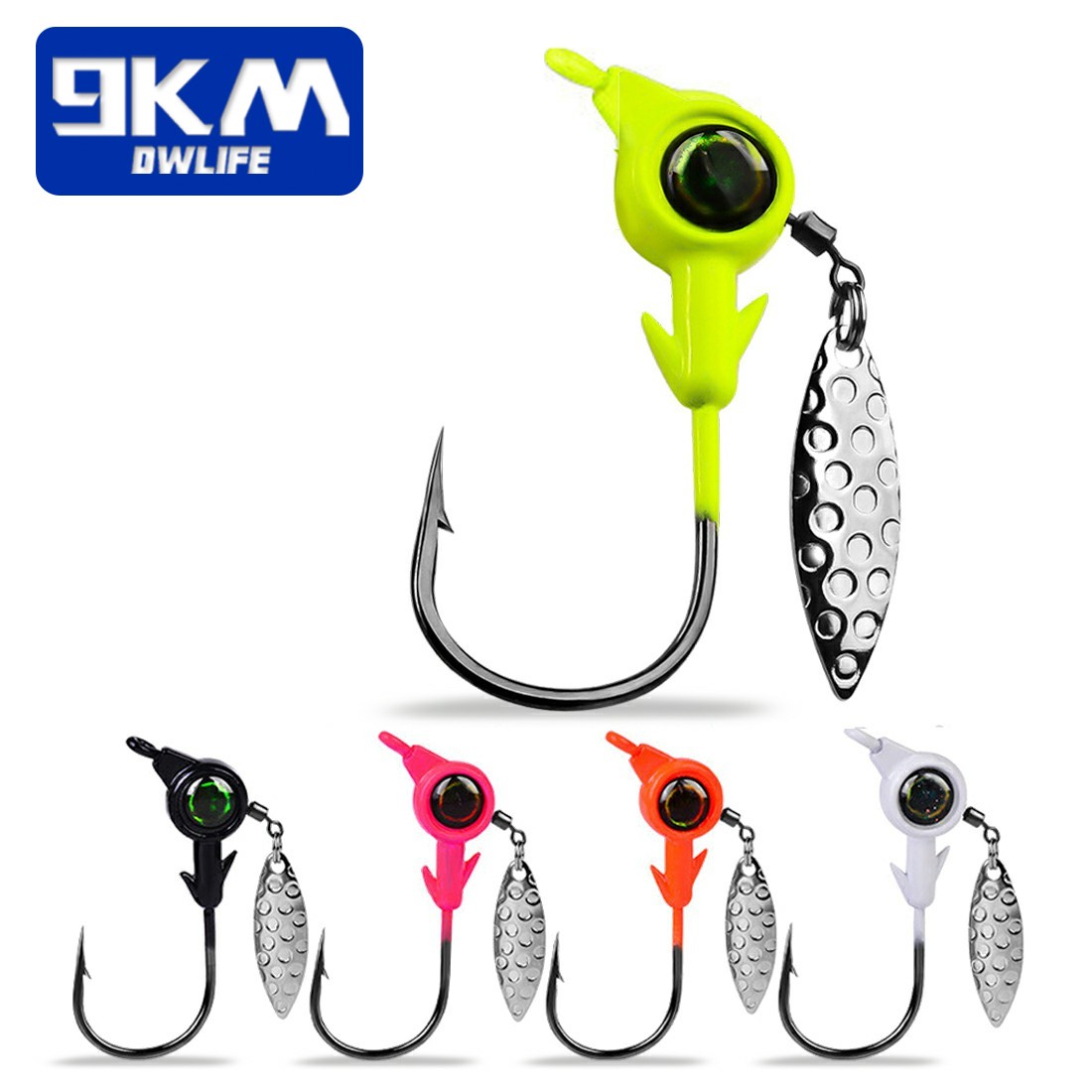5Pcs Jig Head Set Saltwater Soft Plastic Hook for Medium Depth Water Bass Hook