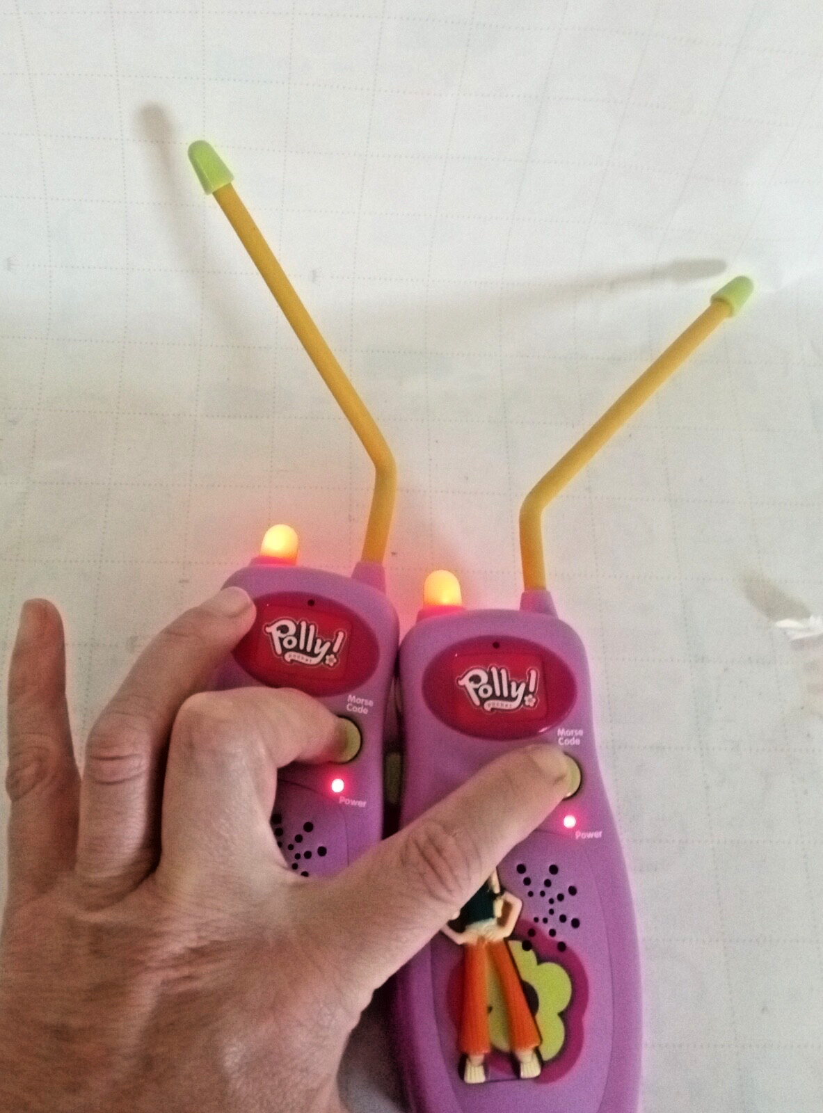Polly Pocket Walkie Talkies 2004 Top Toys Morse Code Button EUC Everything Works