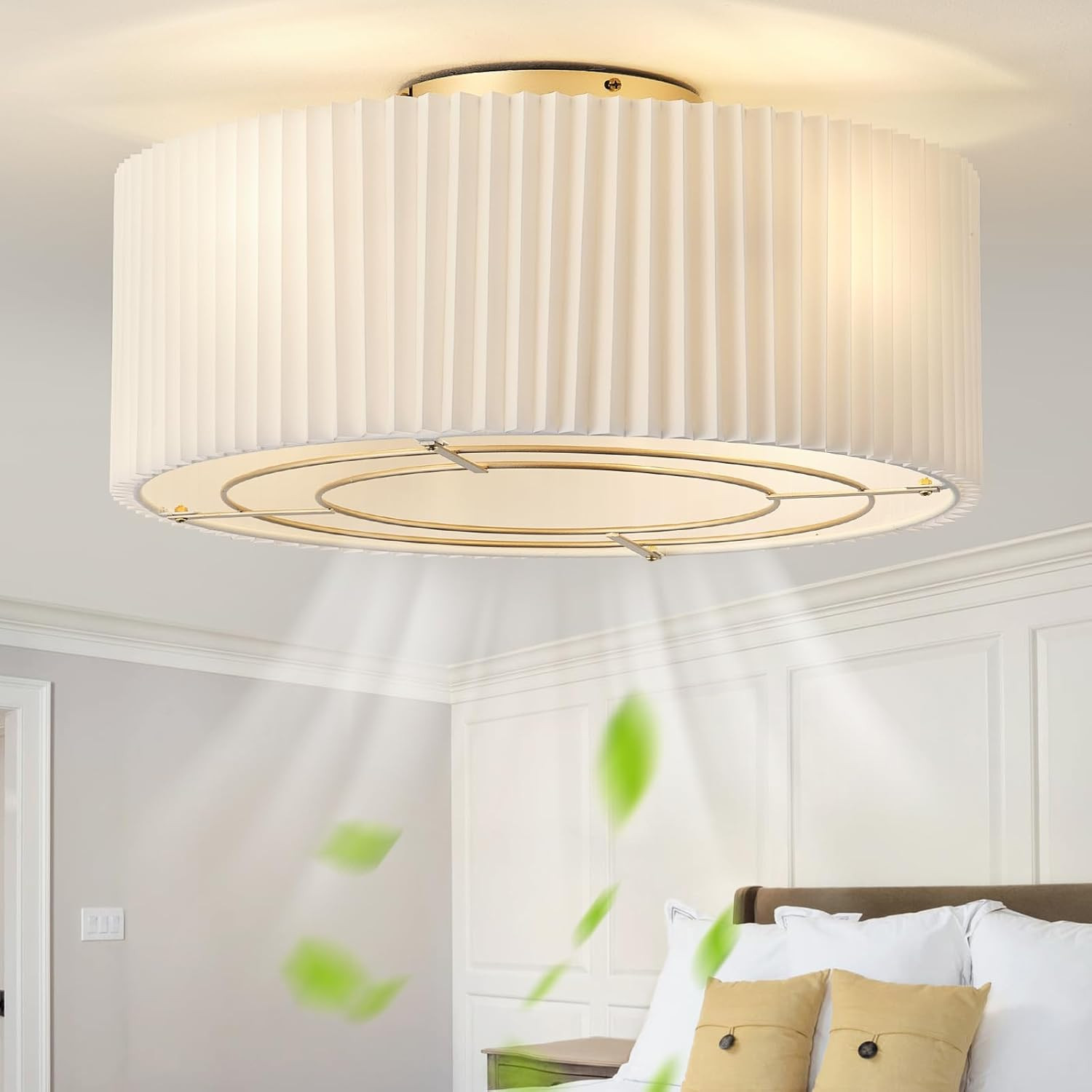 20" Bladeless Ceiling Fan with Lights & Remote, 6-Speed Boho Design