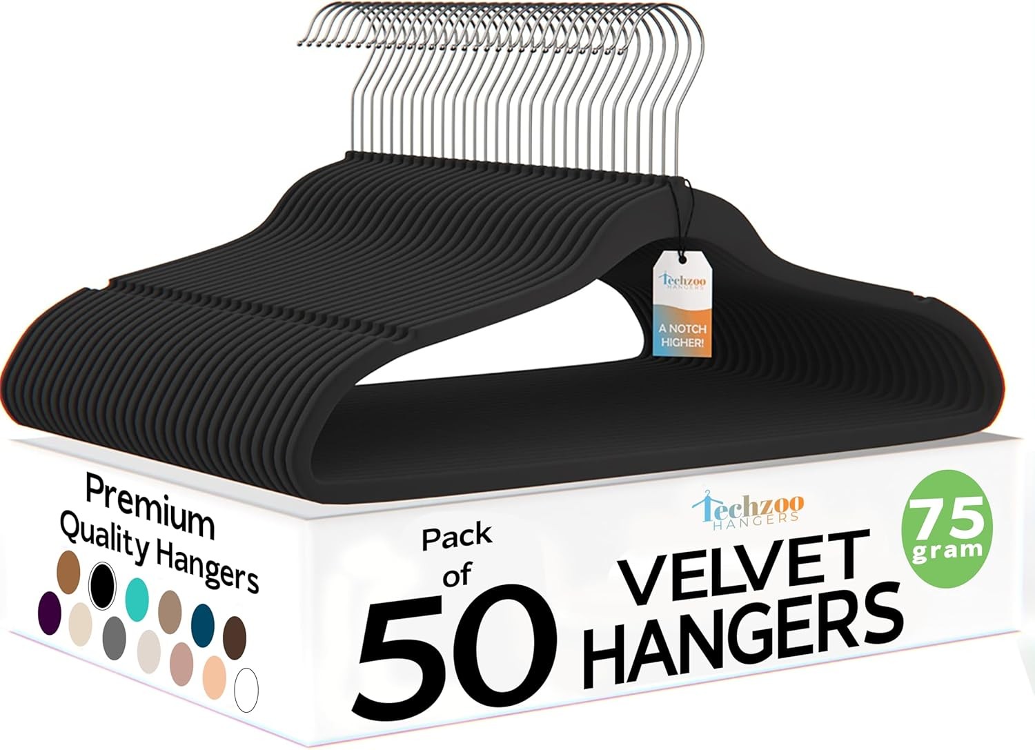 50-Piece Set of Brand New Premium Velvet Hangers, Ultra-Thin Non-Slip, Black