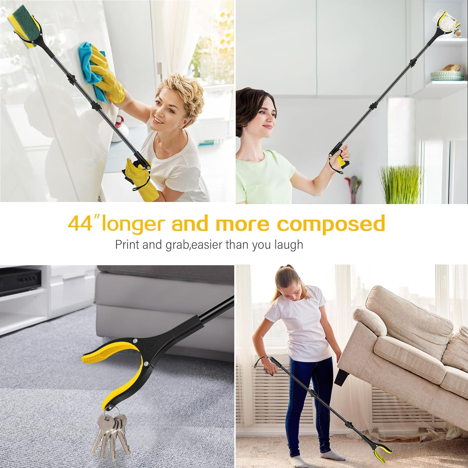 44 Inch Extra Long Grabber Reacher Tool?Foldable Pick up Stick with Strong