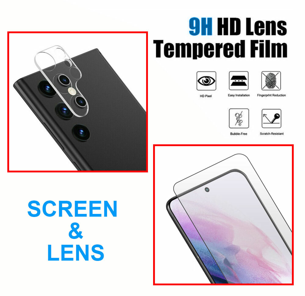 For Galaxy S22, S22 Plus, S22 Ultra 5G Tempered Glass and Camera Lens Protector
