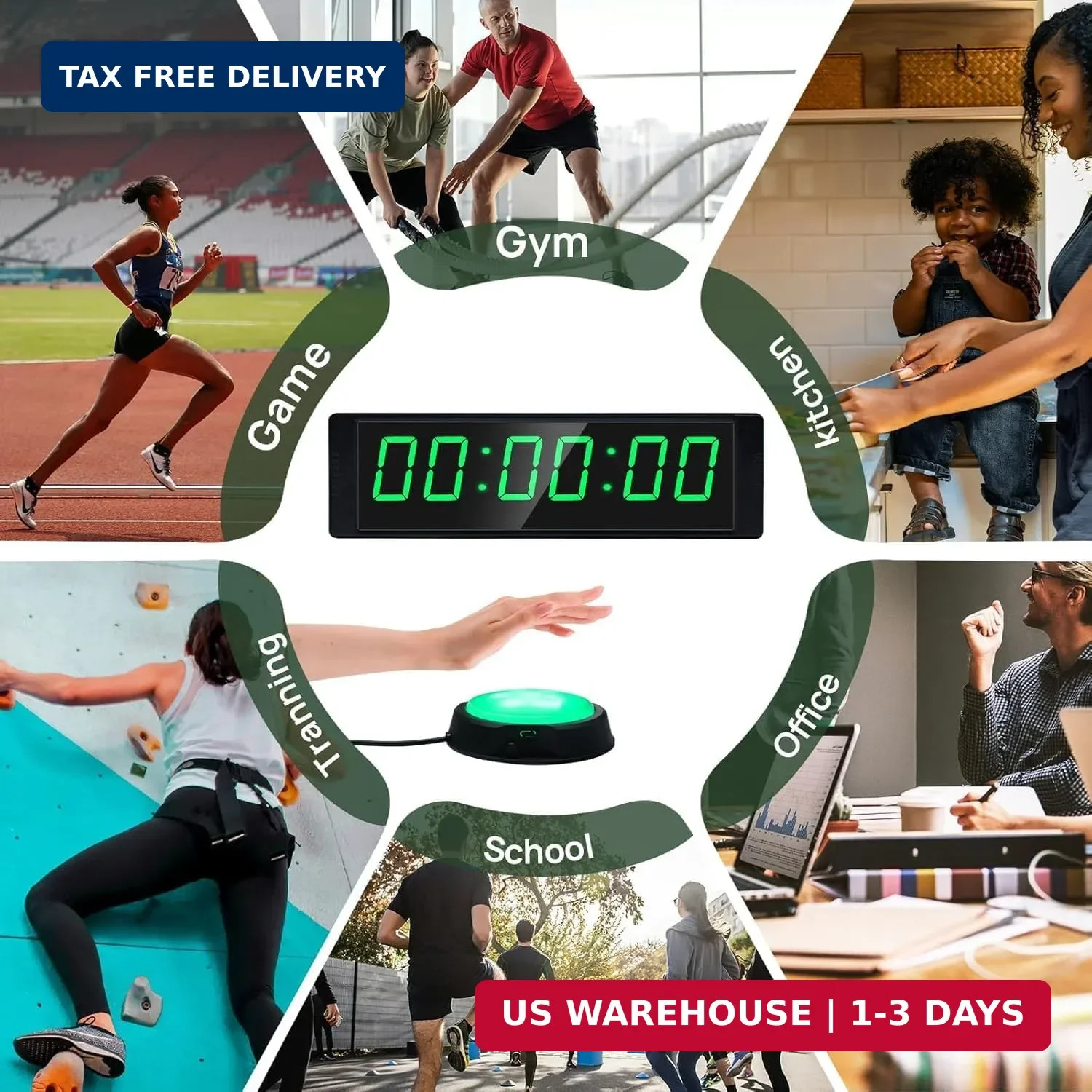 Gym Clock for Home Gym with Start/Stop Button, Interval Timer for Workout, Stopw
