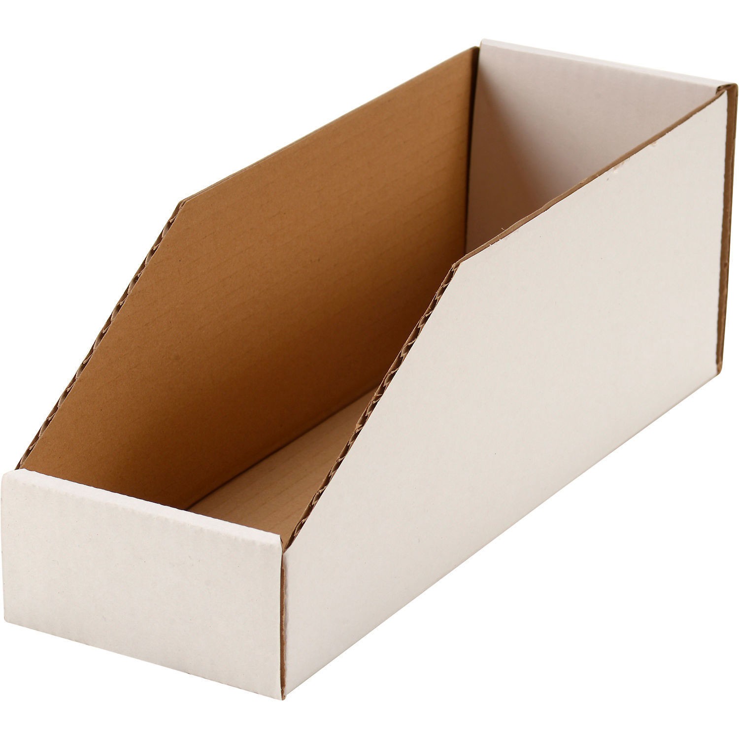 Global Industrial Open Top Corrugated Bin Box 4"W x 12"D x 4-1/2"H White Lot of