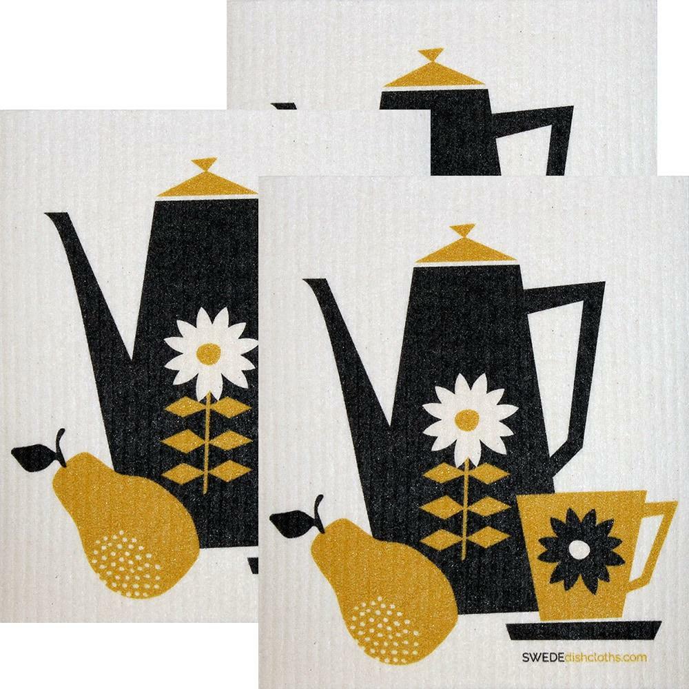 Retro Coffee Collection Set of 3 each Swedish Dishcloths | ECO Friendly Absorben