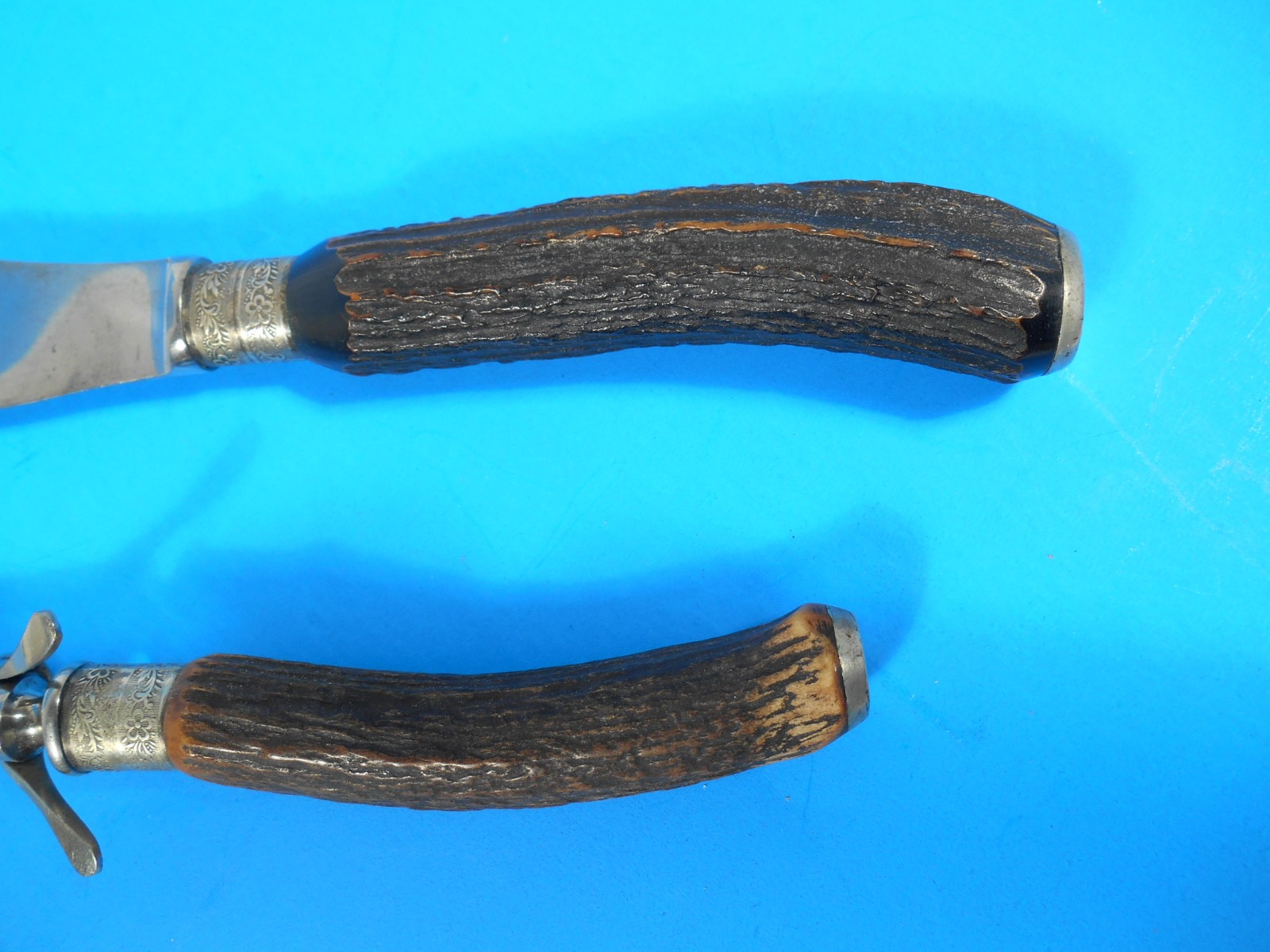 Vintage Antler Handle Serving Knife and Fork Set Landers Frary & Clark