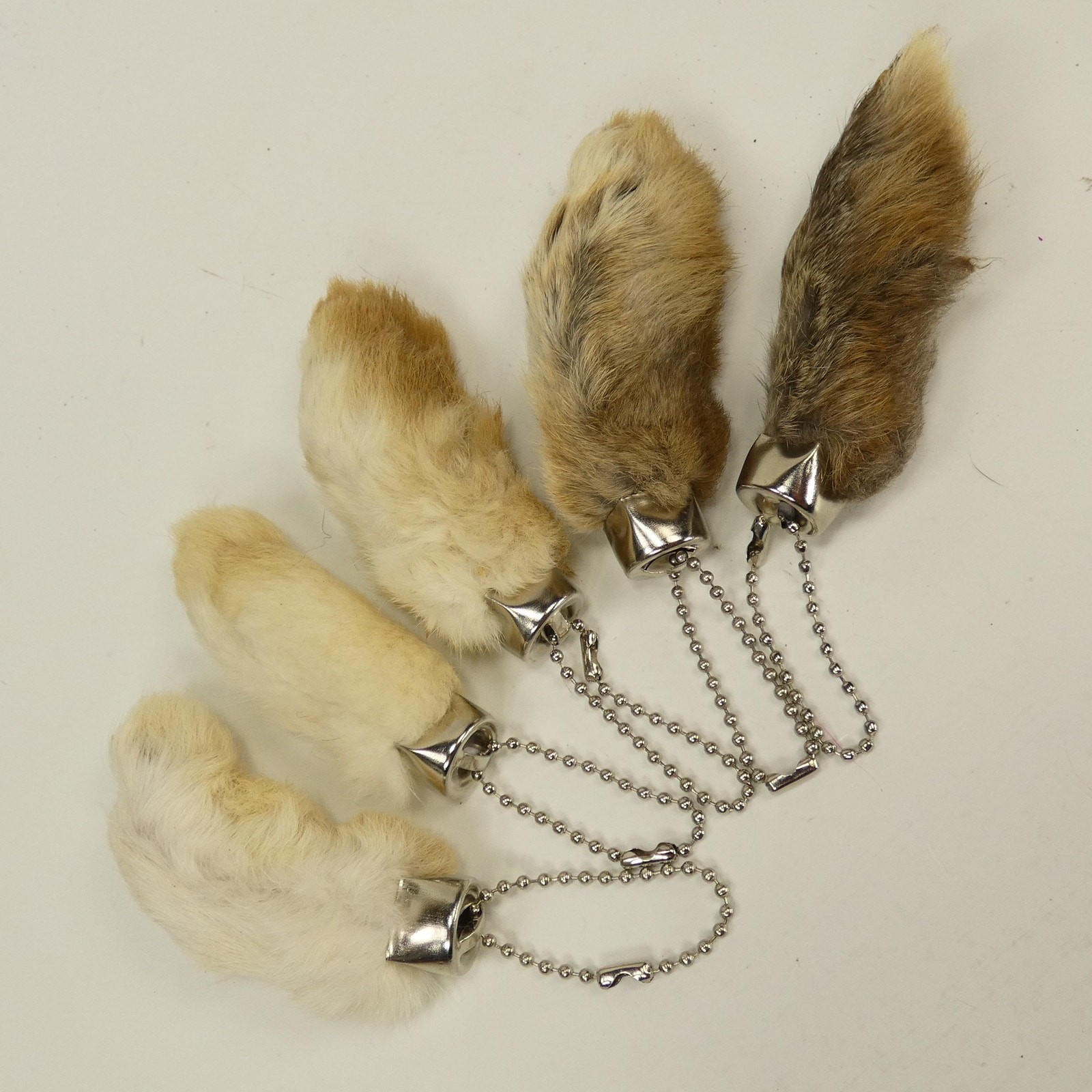Bulk 50 New Lucky Rabbits Foot Key Chain, Zipper Pull, Charm Natural Colors