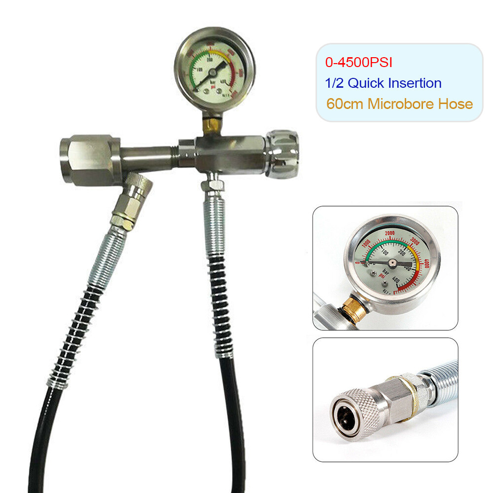 Outdoor Sports PCP Air Fill Gauge Tool Charging Valve 4500(PSI) w/Hose