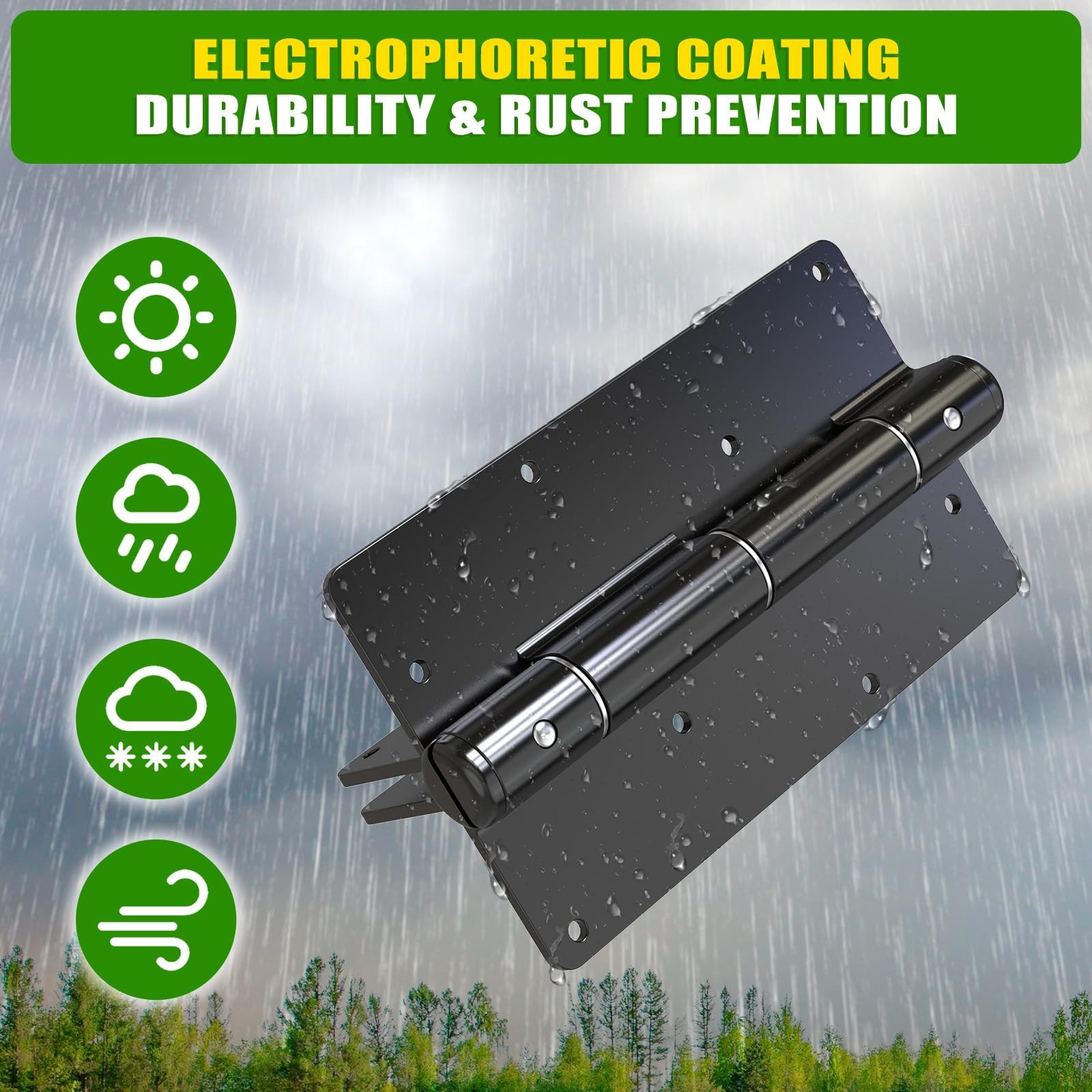 5-3/4" Self-Closing Gate Hinges Heavy Duty Black Steel Spring Hinges Wood Fence