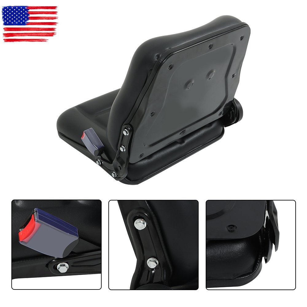 Forklift Seat Fold Down Tractor Seat W/ Adjustable Back & Seatbelt Switch